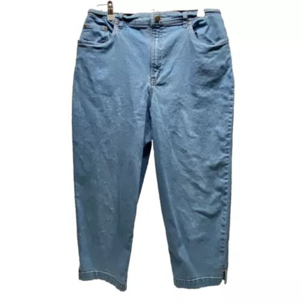 Relativity Women’s Blue Denim Flat Front Stretch Capri Crop Jeans Size‎ 14 EUC